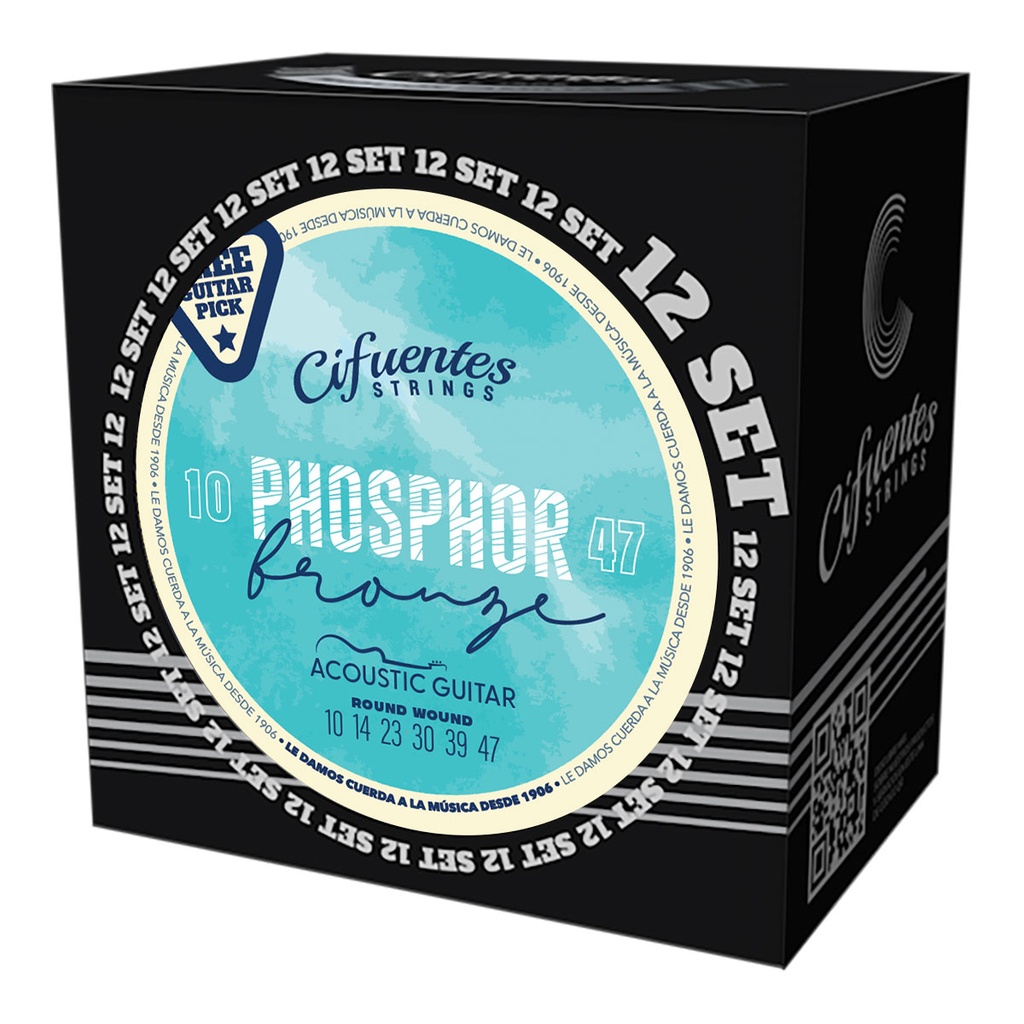 [JD10-PB-GA-10-47-S12-CS] Set 12-Acustica-10-47-Phosphor Bronze