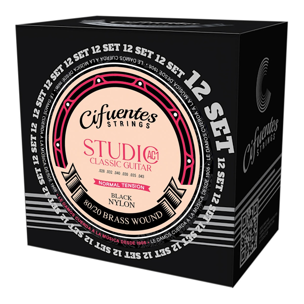 [AC1-80/20-GC-TN-S12-CS] Set 12-Clasica-Studio AC1-80/20 Brass-Normal Tension