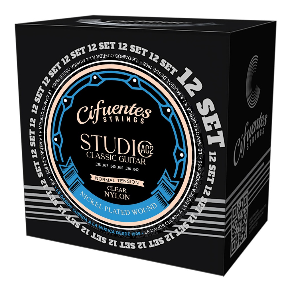 [AC2-NP-GC-TN-S12-CS] Set 12-Clasica-Studio AC2-Nickel Plated-Normal Tension