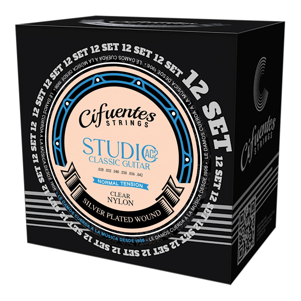 [AC2-SP-GC-TN-S12-CS] Set 12-Clasica-Studio AC2-Silver Plated-Normal Tension