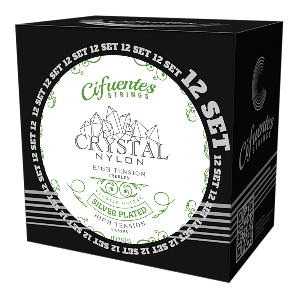 [JD3-SP-GC-TA-S12-CS] Set 12-Clasica-Crystal Nylon-Silver Plated-High Tension