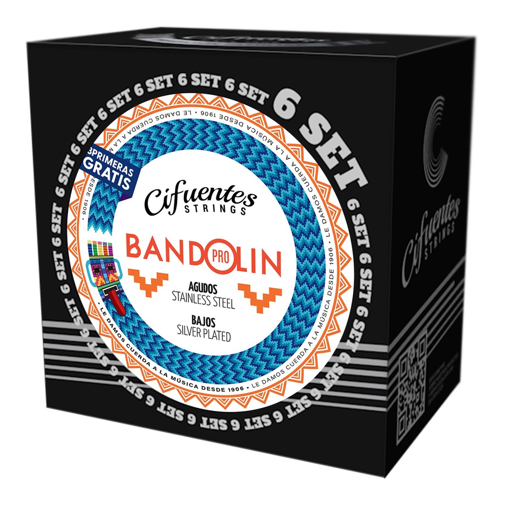 [BND10-SP-FLK-10-30-S6-CS] Set 6-Bandolin-Ecuatoriano-10-30-Silver Plated