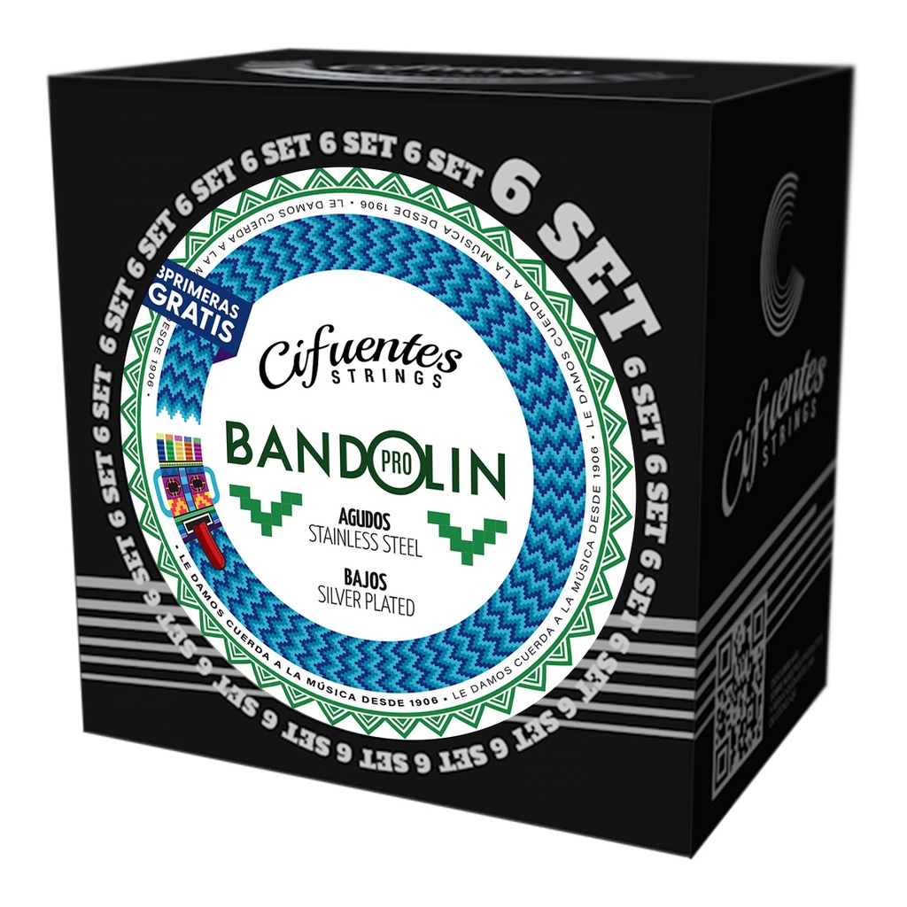 [BND8-SP-FLK-8-30-S6-CS] Set 6-Bandolin-Ecuatoriano-08-30-Silver Plated