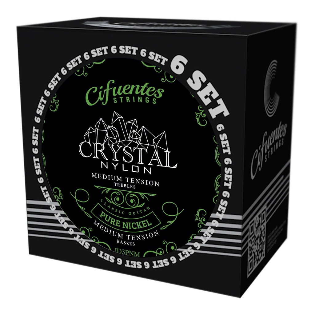[JD3-PN-GC-TM-S6-CS] Set 6-Clasica-Crystal Nylon-Pure Nickel-Medium Tension