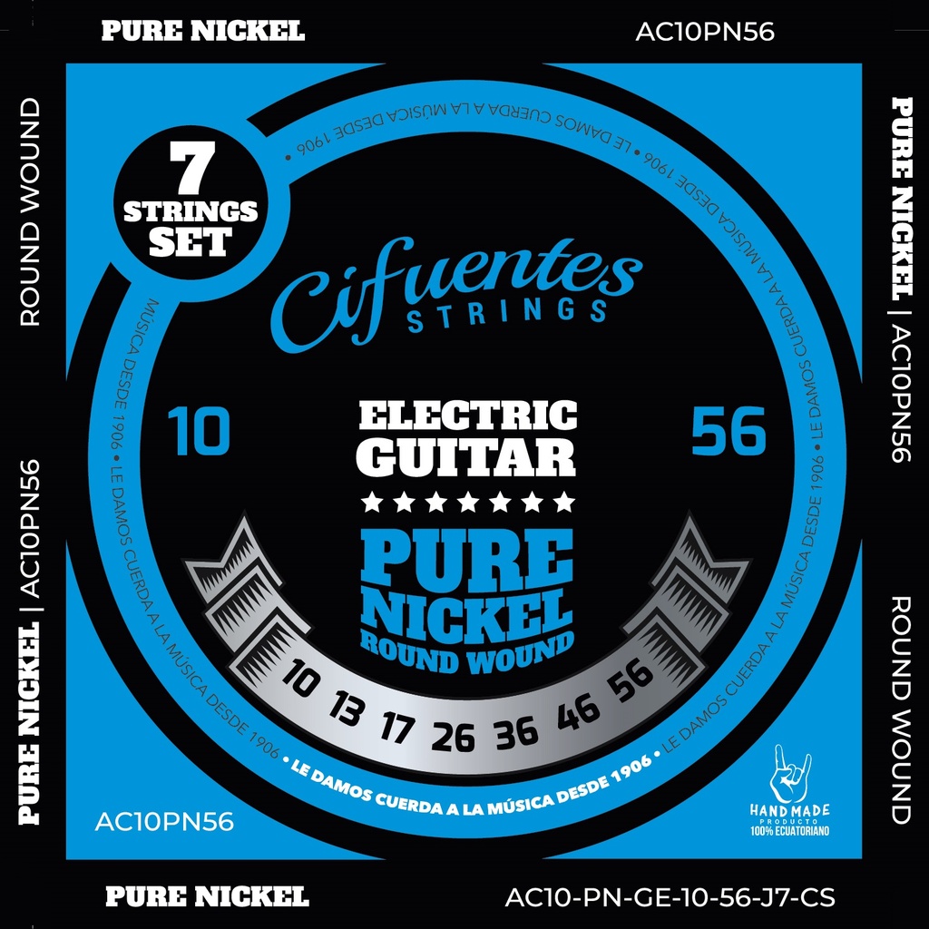 [AC10-PN-GE-10-56-J7-CS] Juego-Electrica-10-56-Pure Nickel-7 Cuerdas