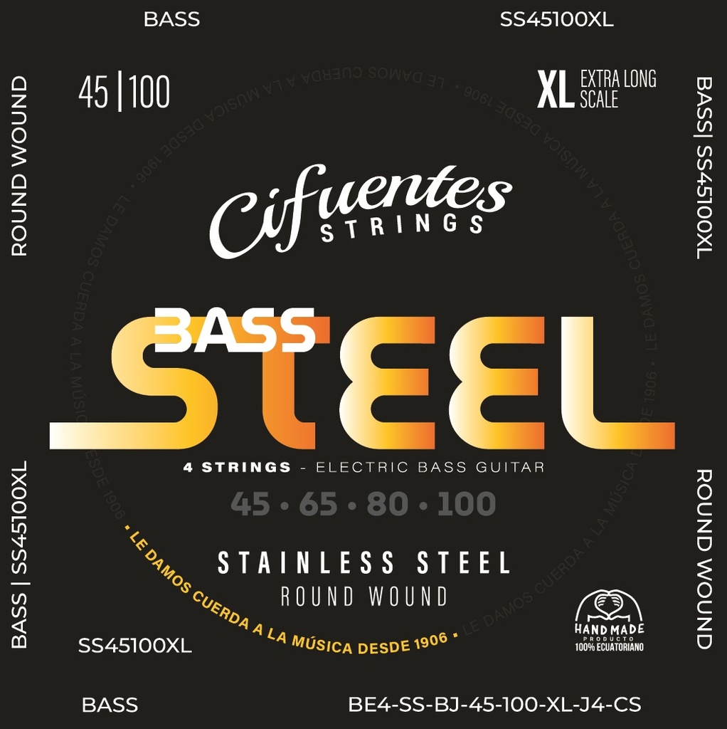 Juego-Bajo Electrico-BE4-45-100-XL-Steel