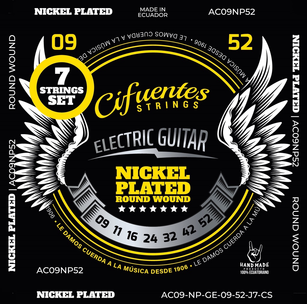 [AC9-NP-GE-9-52-J7-CS] Juego-Electrica-09-52-Nickel Plated-7 Cuerdas