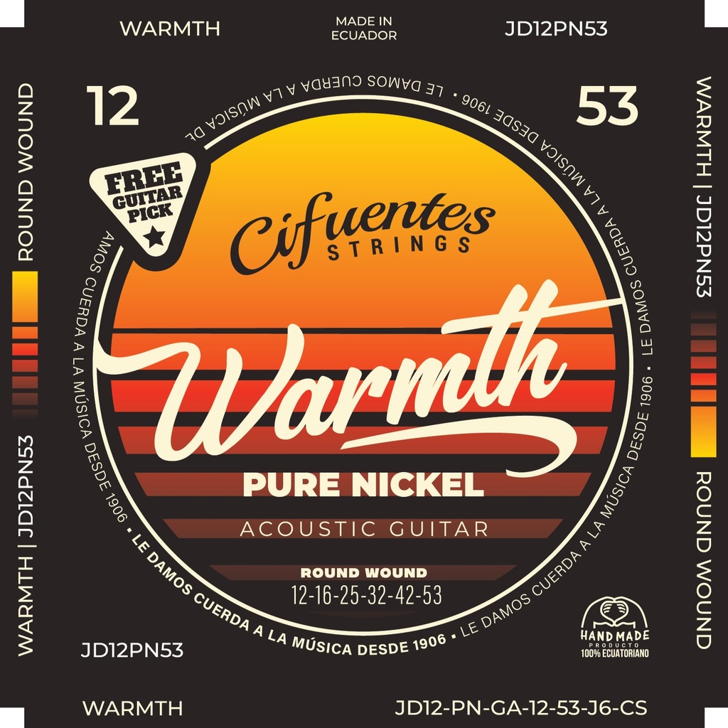 [JD12-PN-GA-12-53-J6-CS] Juego-Acustica-12-53-Warmth-Pure Nickel