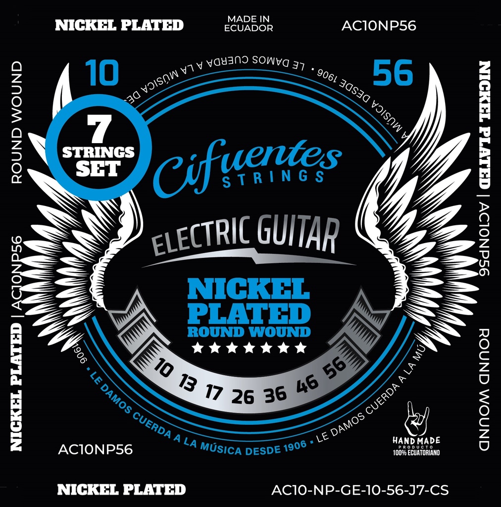 [AC10-NP-GE-10-56-J7-CS] Juego-Electrica-10-56-Nickel Plated-7 Cuerdas