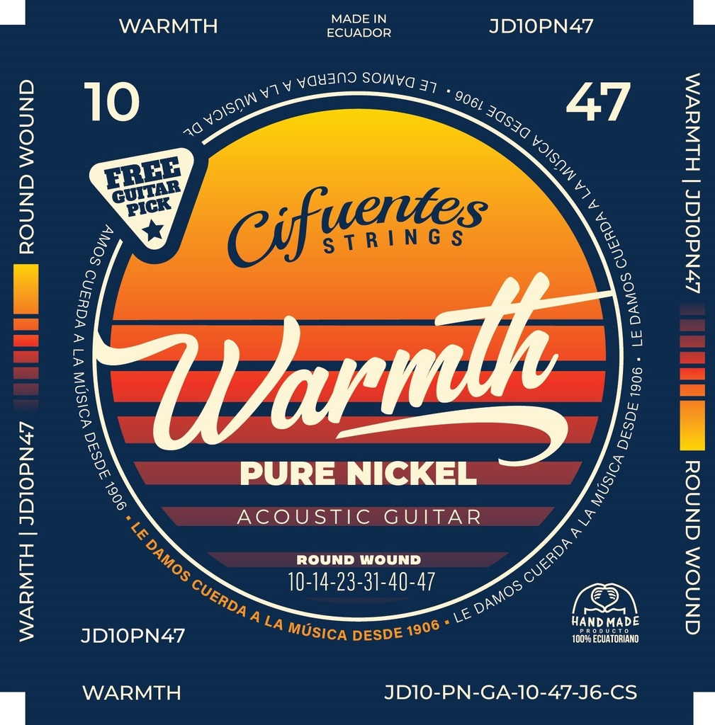 [JD10-PN-GA-10-47-J6-CS] Juego-Acustica-10-47-Warmth-Pure Nickel