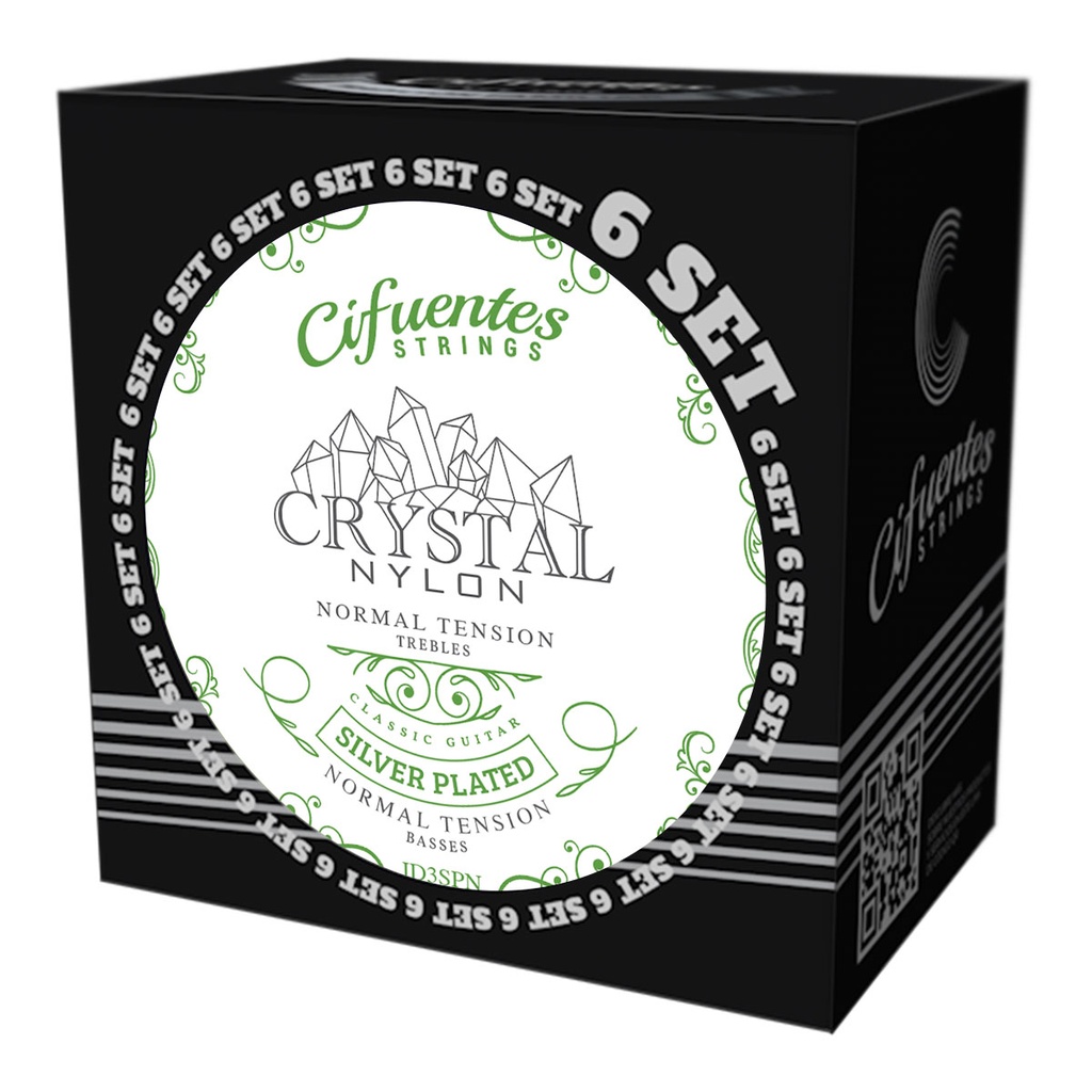 [JD3-SP-GC-TN-S6-CS] Set 6-Clasica-Crystal Nylon-Silver Plated-Normal Tension