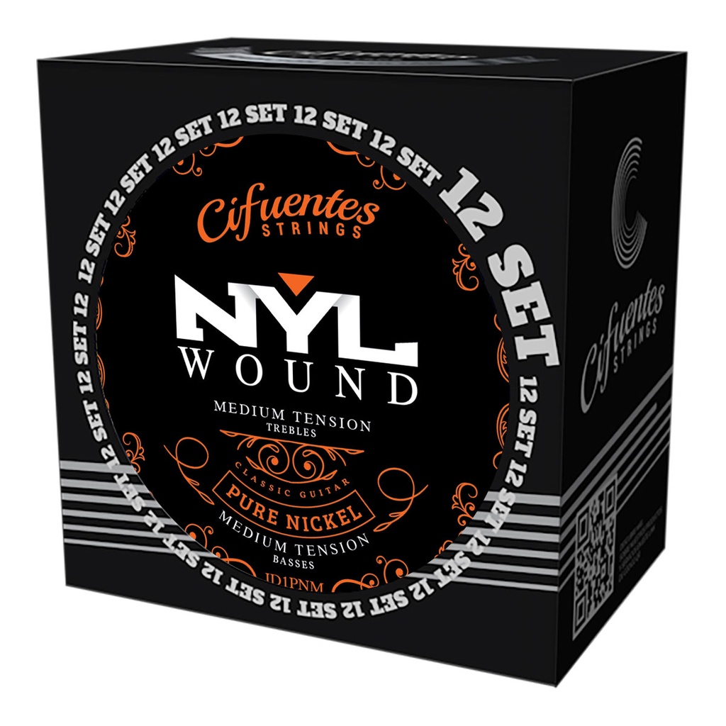 [JD1-PN-GC-TM-S12-CS] Set 12-Clasica-Nylon-Wound-Pure Nickel-Medium Tension