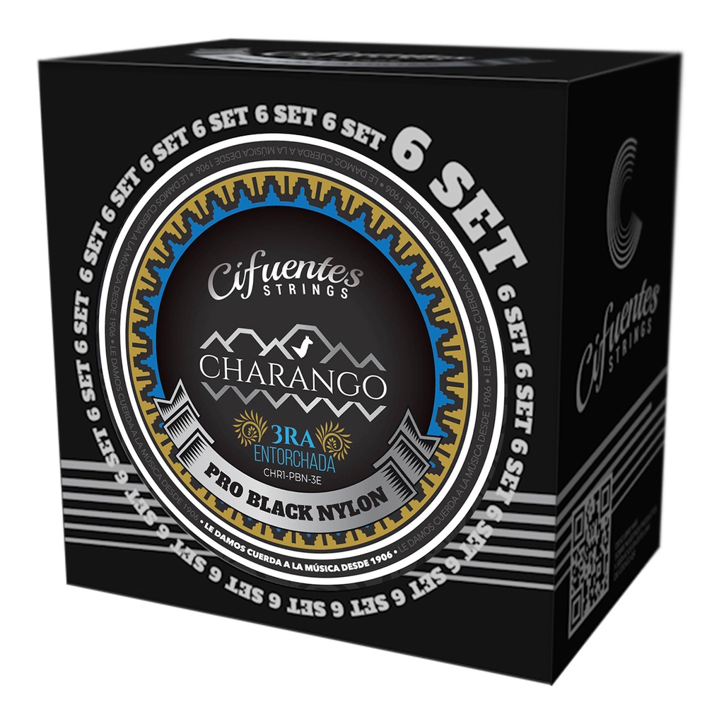 [CHR1-3E-PBN-TN-J10-S6-CS] Set 6-Charango-CHR1-3E-Pro Black Nylon