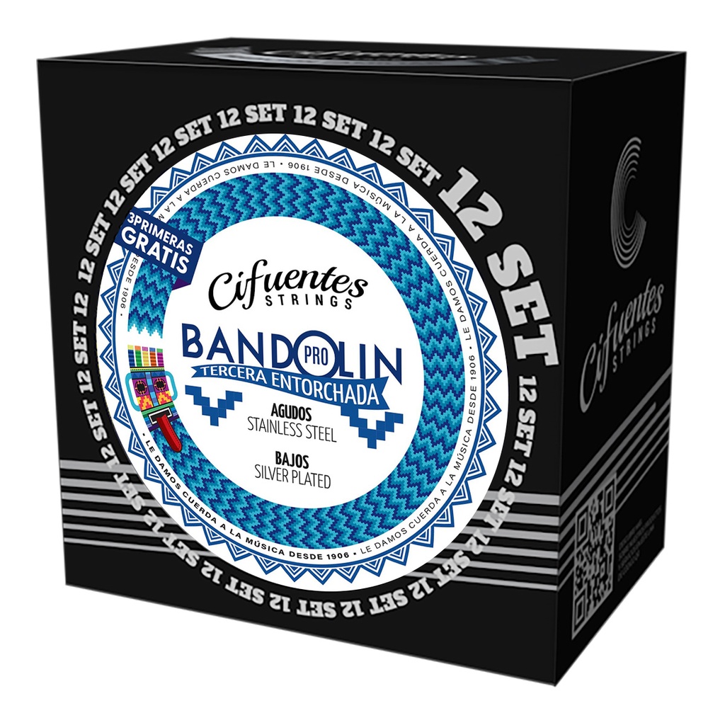 Set 12-Bandolin-Ecuatoriano-3ra Entorchada-08-30-Silver Plated