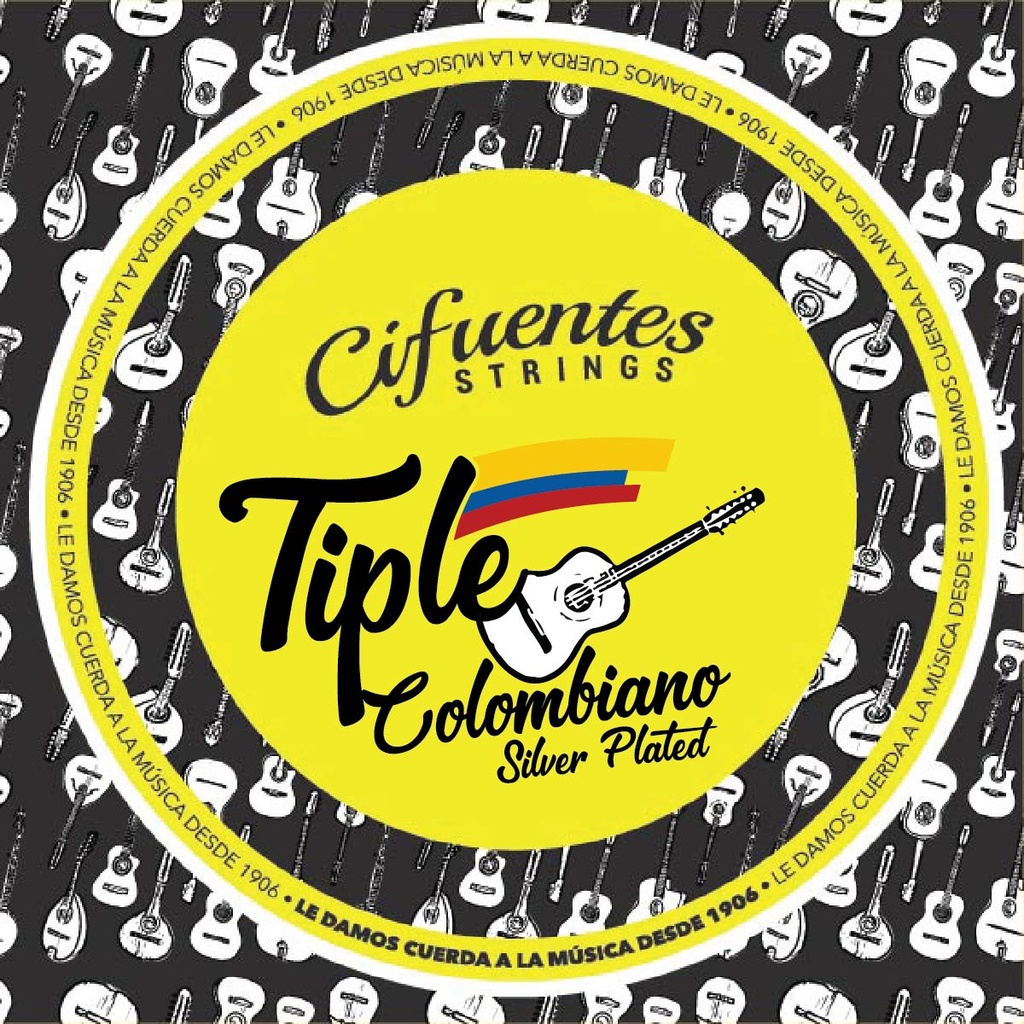 [TC1-SP-FLK-9-26-J12-CS] Juego-Tiple Colombiano-Bañado en Plata-09-26
