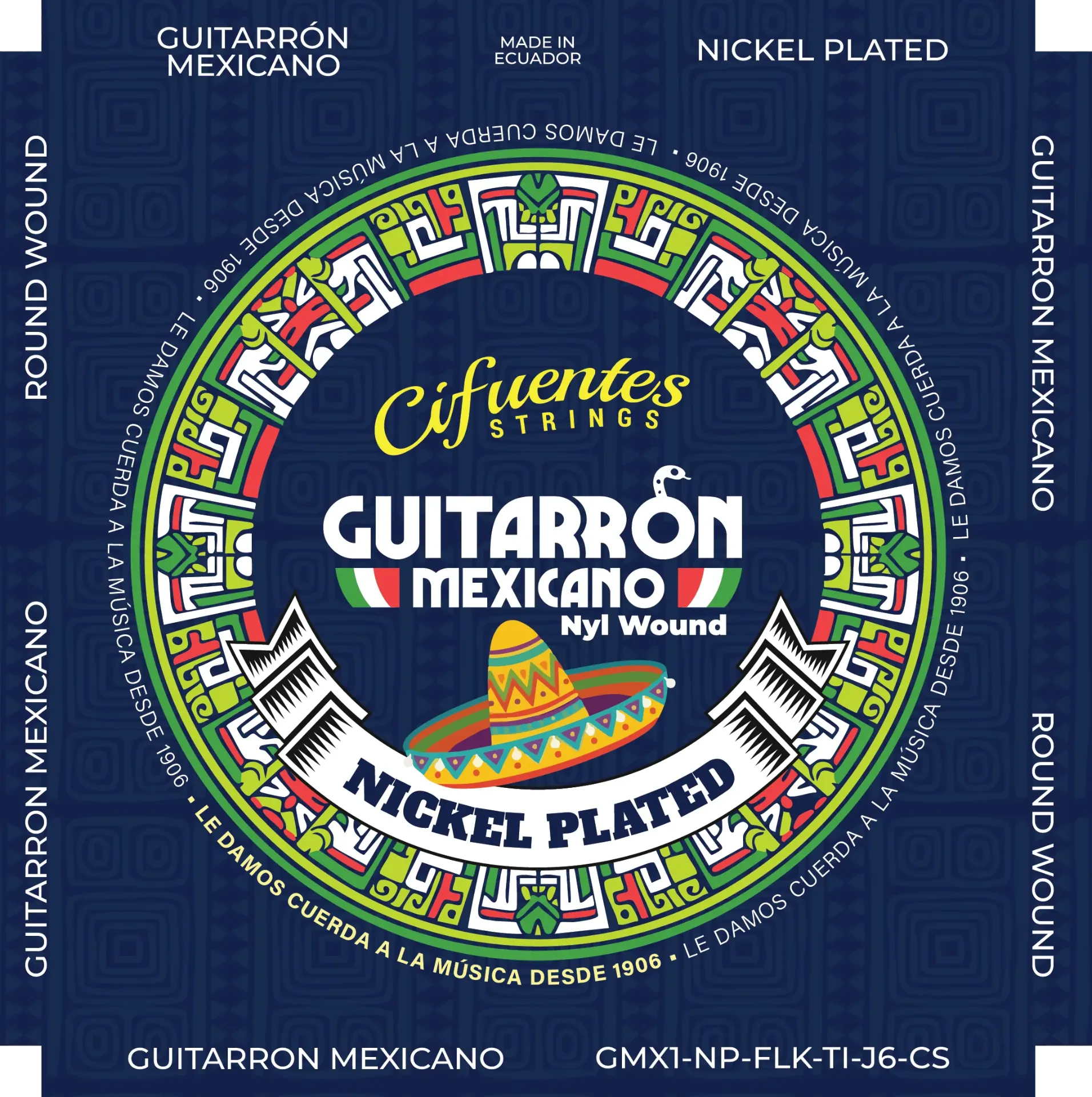 Juego-Guitarron Mexicano-Nickel Plated-Nylon Wound-Tension Ideal